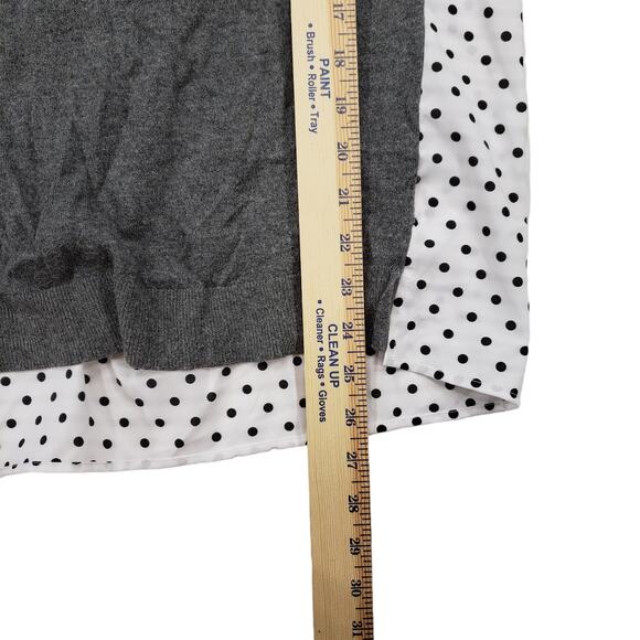 A Pea In The Pod Maternity Sweater M Blouse Women Gray White Gray Polka Dot - Picture 4 of 9
